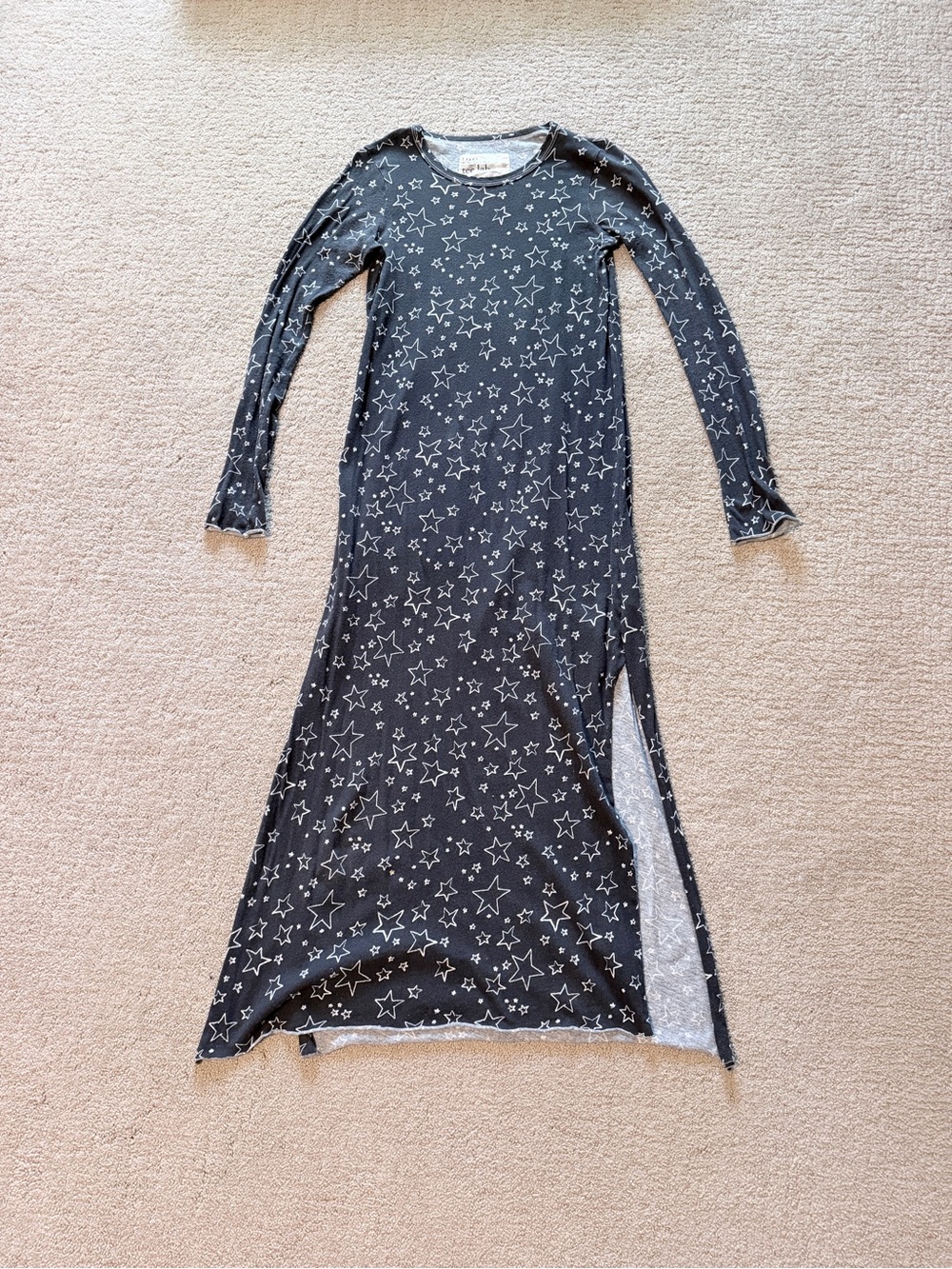 Frank and Eileen tee lab Star Print Long Sleeve Black Maxi Dress
